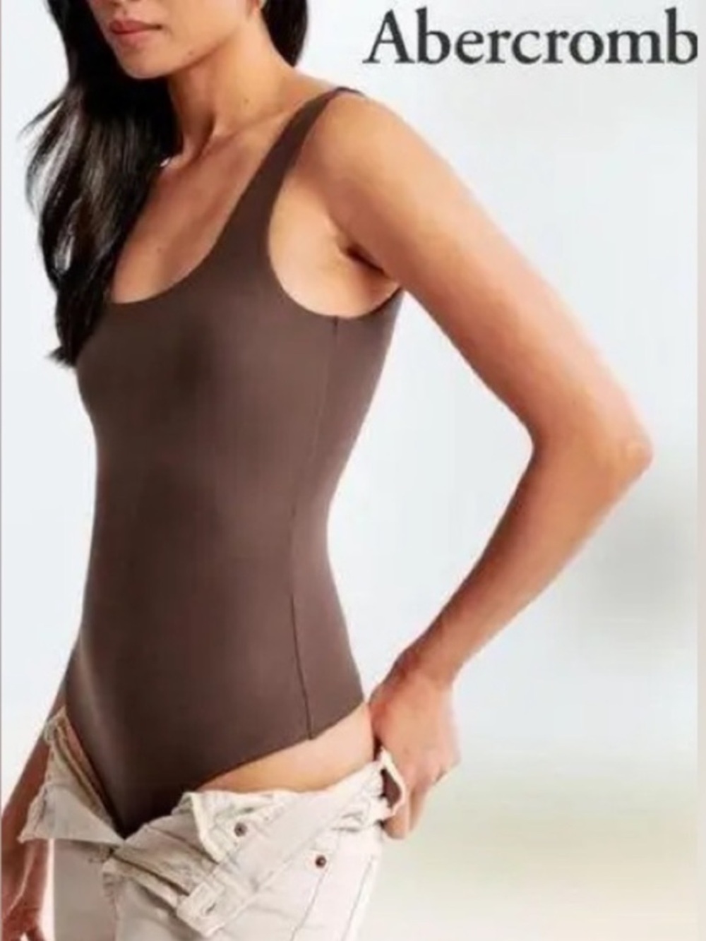 NWT Abercrombie Brown Square Neck Seamless Bodysuit